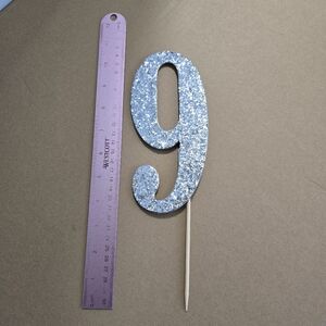 🎂Silver Glitter Cake Topper